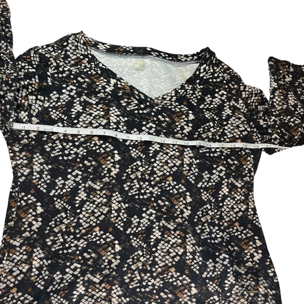 Anne Klein Sport Animal Print Cotton 3/4 Sleeve Top, Size Large - Picture 10 of 12